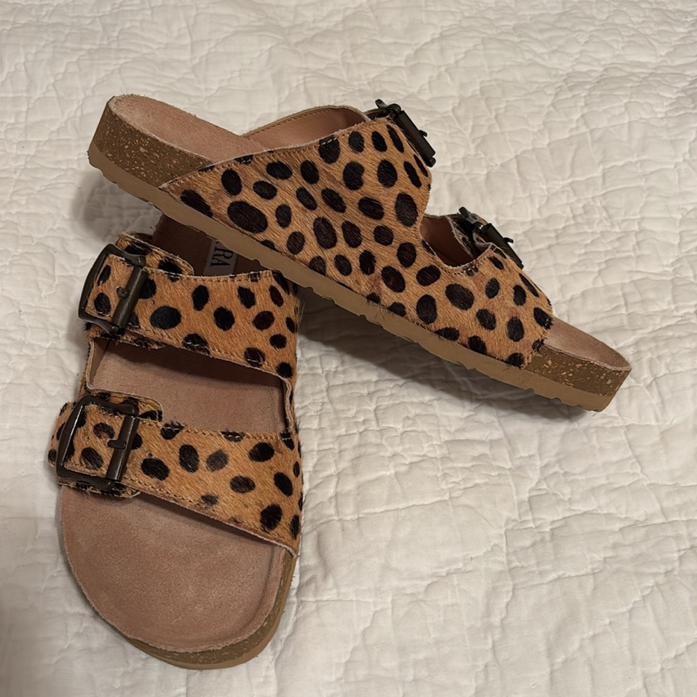 Myra‎ Bag Leopard Print Sandals - Tan and Black - Picture 3 of 9